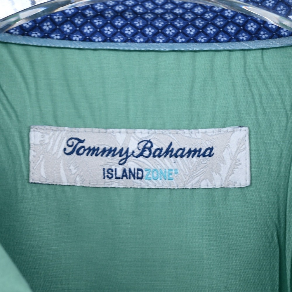 Tommy Bahama IslandZone Mens XL Seafoam Green Pima Cotton Resort Shirt Luxe EUC - Picture 3 of 16